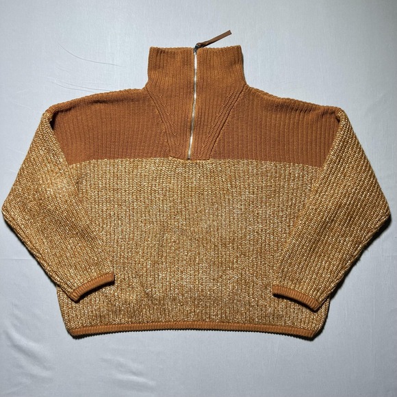 Varley Willard Half Zip Sweater Womens Large Brown Tan True Knit Pullover Warm - Picture 1 of 14